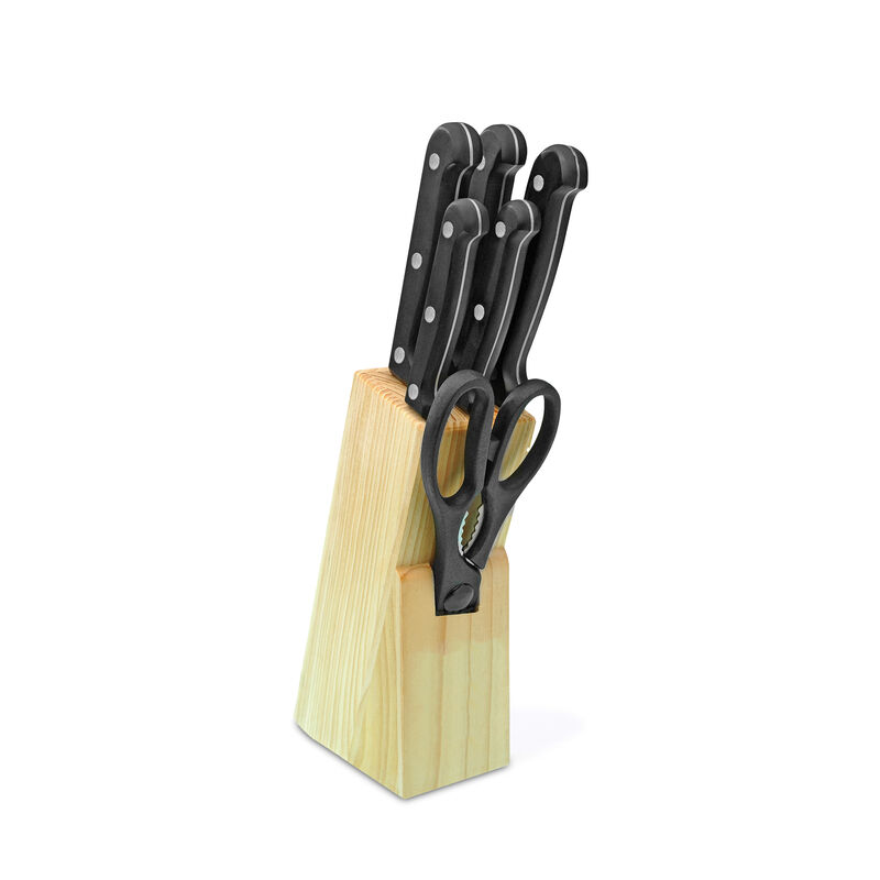 7 pc. Black Cutlery Set with Wooden Block image number 3