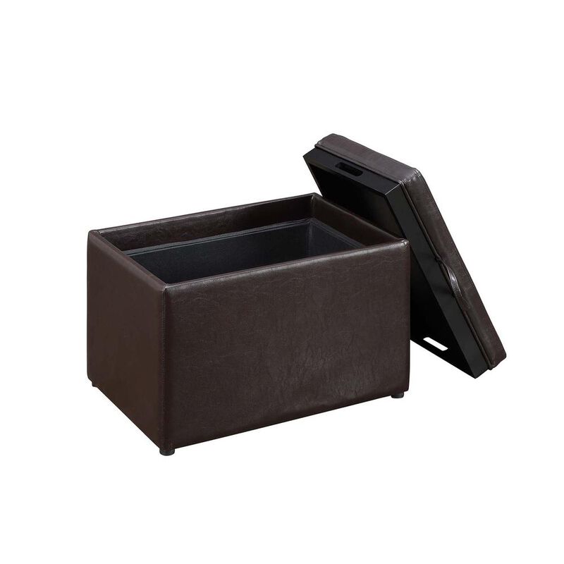Convience Concept, Inc. Designs4Comfort Accent Storage Ottoman with Reversible Tray Espresso Faux Leather