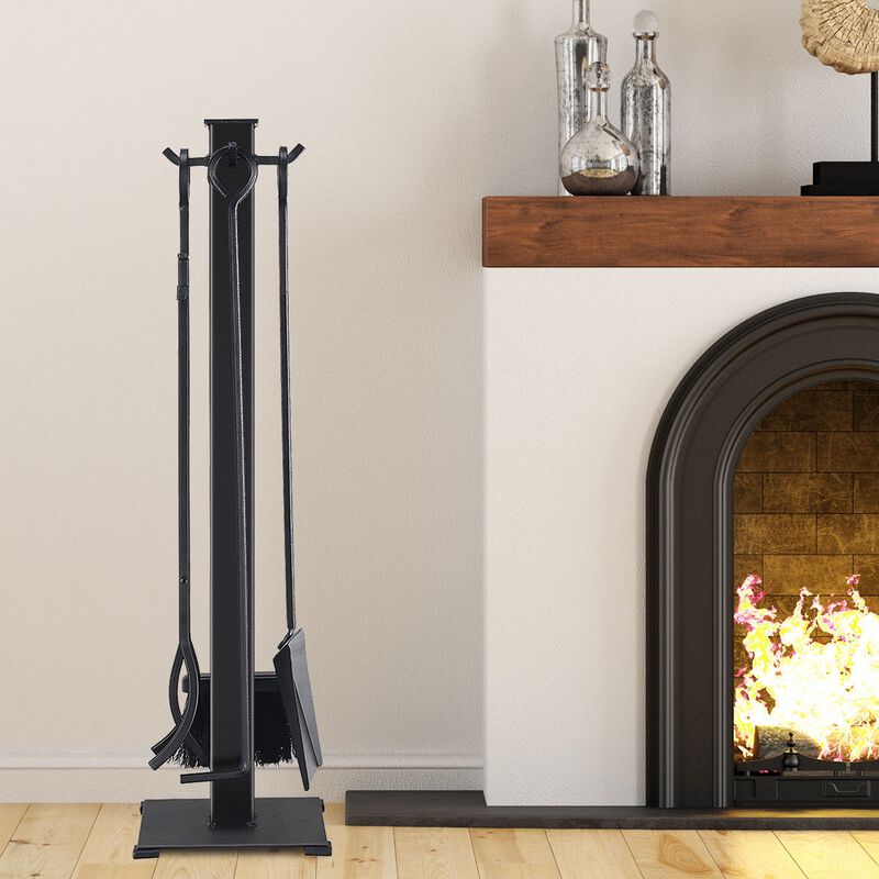 Stylish 5 Piece Fireplace Tool Set For Storage Of Fire Tools image number 2