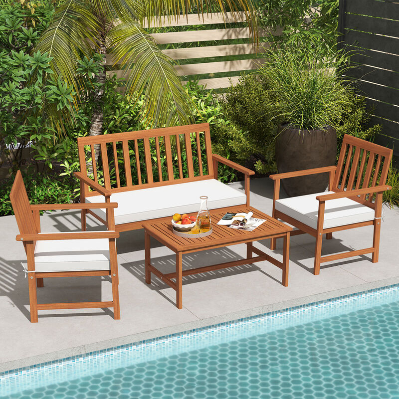 4-Piece Outdoor Furniture Set with Seat Cushions for Patio or Garden Seating