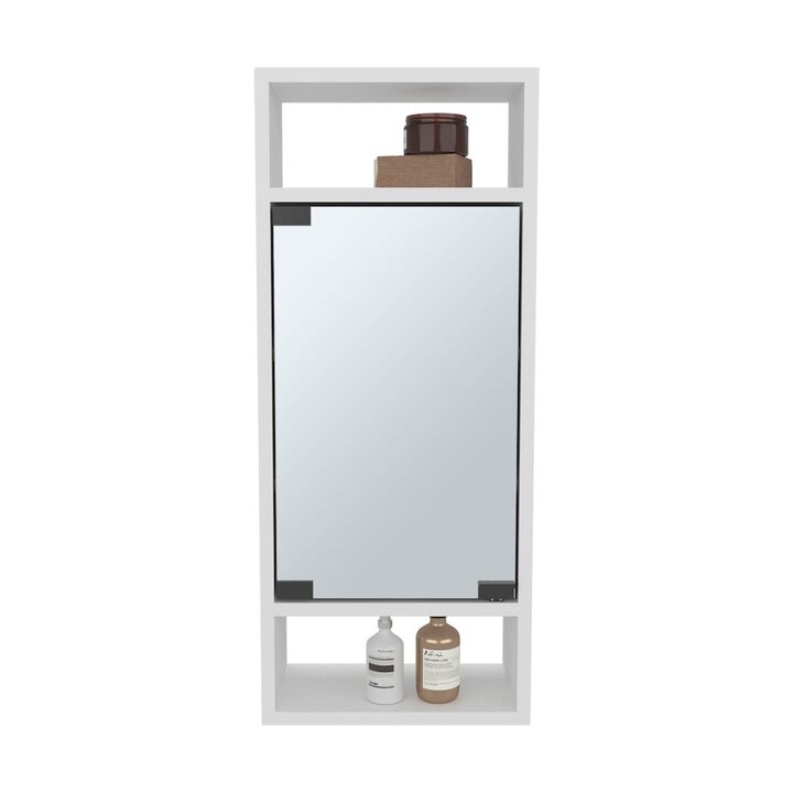 Sayre Medicine Cabinet, 1 Door, 5 Shelves, 1 Mirror, White