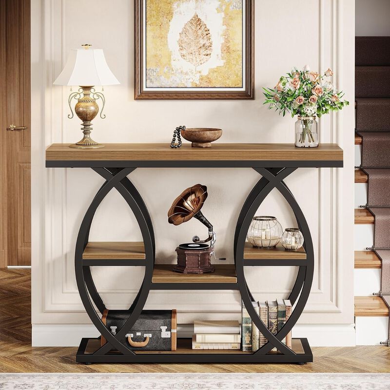 Tribesigns Contemporary 4-Tier Wood Console Table with Storage Shelves image number 2