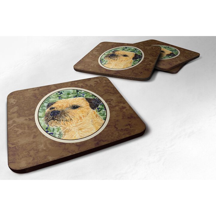 Caroline's Treasures SS8801FC Border Terrier Foam Coasters (Set of 4), 3.5 H x 3.5 W, Multicolor