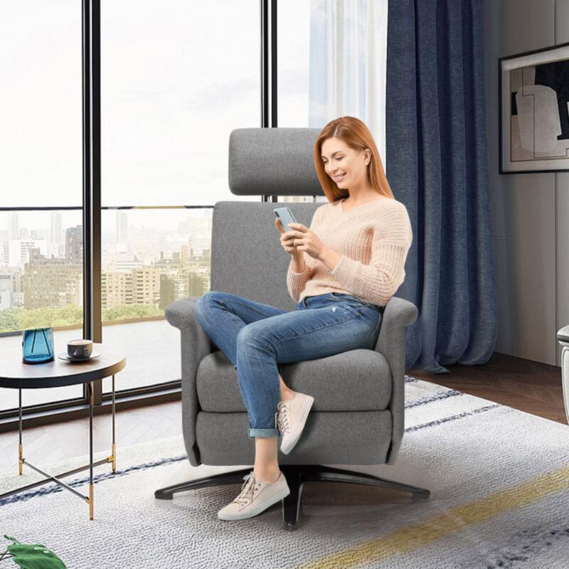 Hivvago Swivel Massage Recliner Single Sofa with Adjustable Headrest
