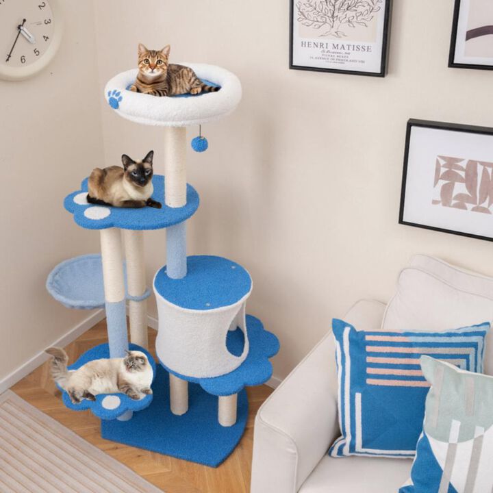 Hivvago 54 Inches Tall Modern Cat Tree Tower for Indoor Cats