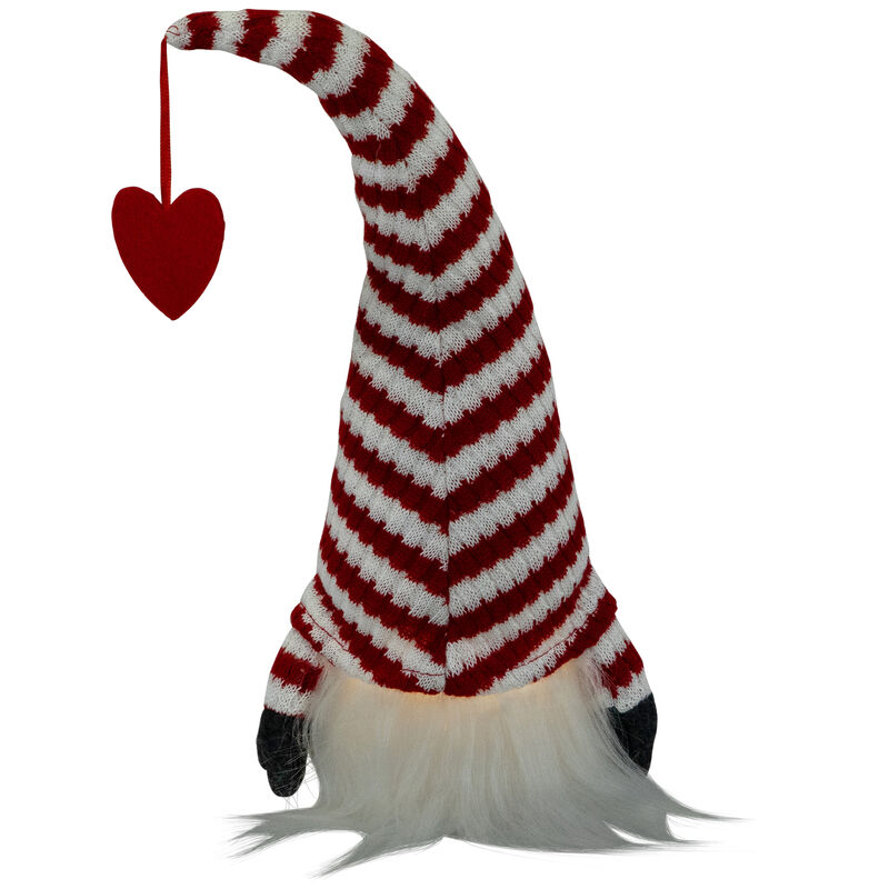 LED Lighted Striped Hat with Heart Valentine's Day Gnome - 12.5" image number 5