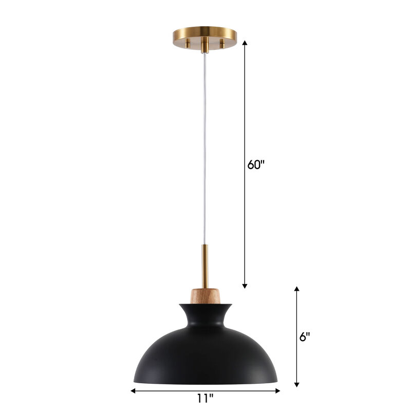 11" Modern Black Dome Pendant Light with Adjustable Cord for Bedroom, Kitchen Island or Living Room image number 5