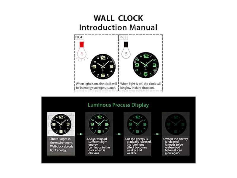 Glow In The Dark Digital Night Light Neon Wall Clock 12 Inch Silent Non Ticking image number 3