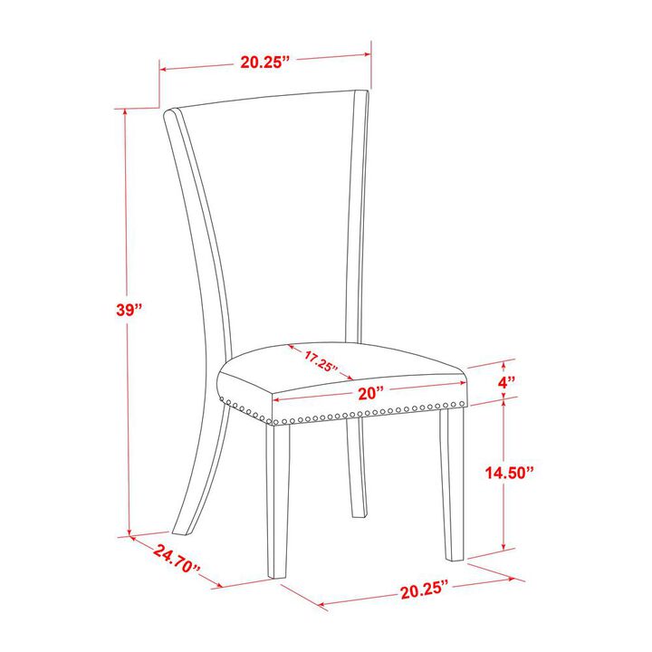 East West Furniture 6 Piece Kitchen Table Set - 4 Dark Gotham Grey Linen Fabric Chairs for Dining Room with Nailheads and Linen White Wooden Dining Table - 1 Modern Bench - Black Finish