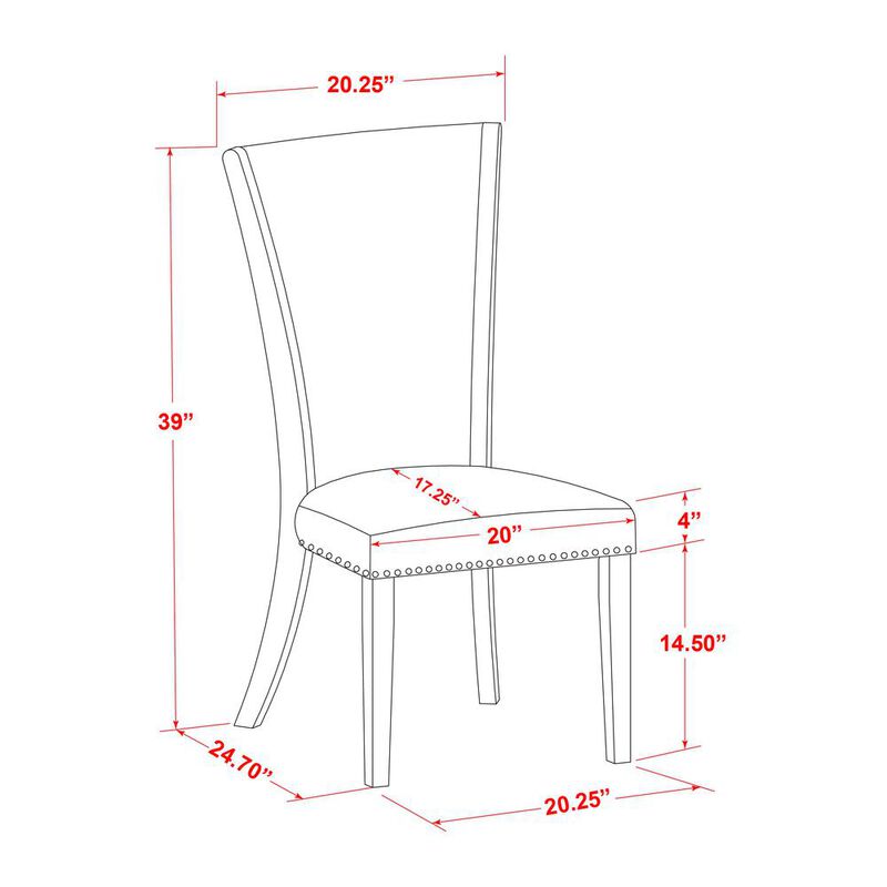 East West Furniture 6 Piece Kitchen Table Set - 4 Dark Gotham Grey Linen Fabric Chairs for Dining Room with Nailheads and Linen White Wooden Dining Table - 1 Modern Bench - Black Finish