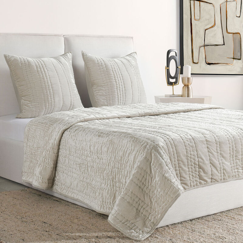 Seville Oyster Gray 4-Piece King Quilt Set