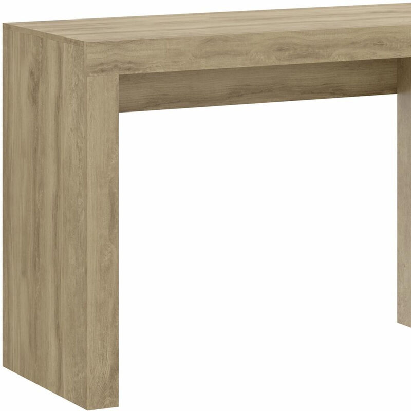 HomeRoots 58" White Wood Pedestal Writing Desk With Two Drawers image number 3