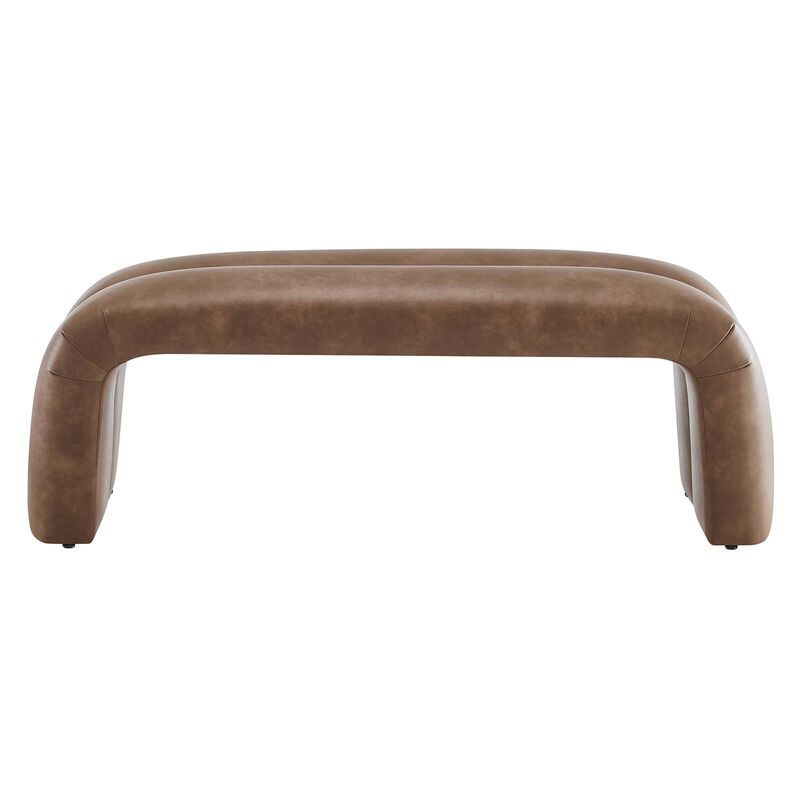 Modway EEI-6770-BRN Dax 50.5" Vegan Leather Upholstered Accent Bench, Brown image number 7