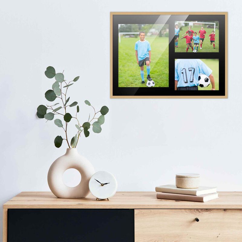 12x17 Wood Collage Frame with a Black Mat for 8x10 & 5x7 Pictures