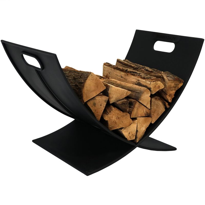 Sunnydaze 30 in Heavy-Duty Steel Firewood Log Rack - Black