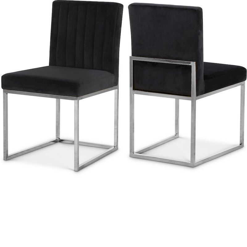 Meridian Furniture Giselle Black Velvet Dining Chair, Set of 2