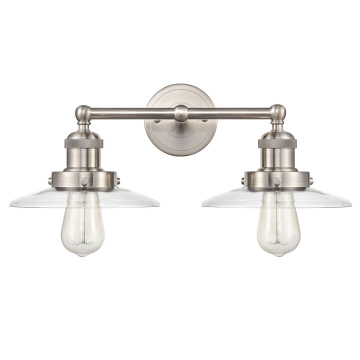 English Pub 18'' Wide 2-Light Nickel Vanity Light with Clear Cover