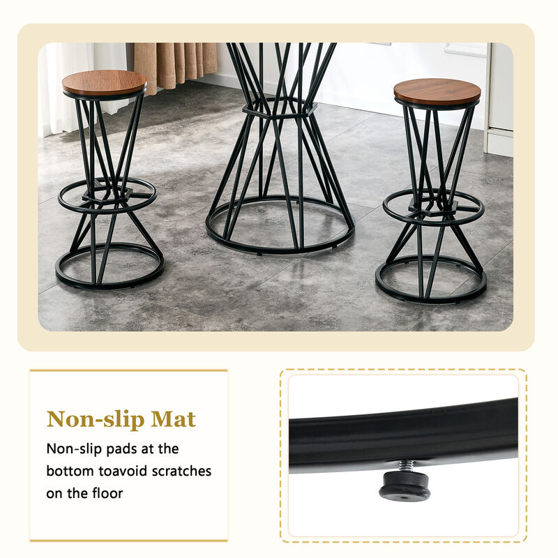 Whisen 31.5" Bar Set, 3-Piece MDF Metal Industrial Style for Home Kitchen image number 6