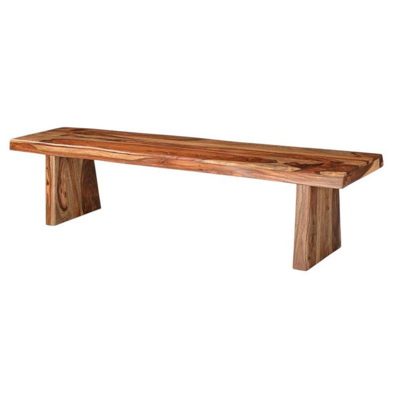 HomeRoots 75" Brown Solid Wood Live Edge Dining Bench image number 4