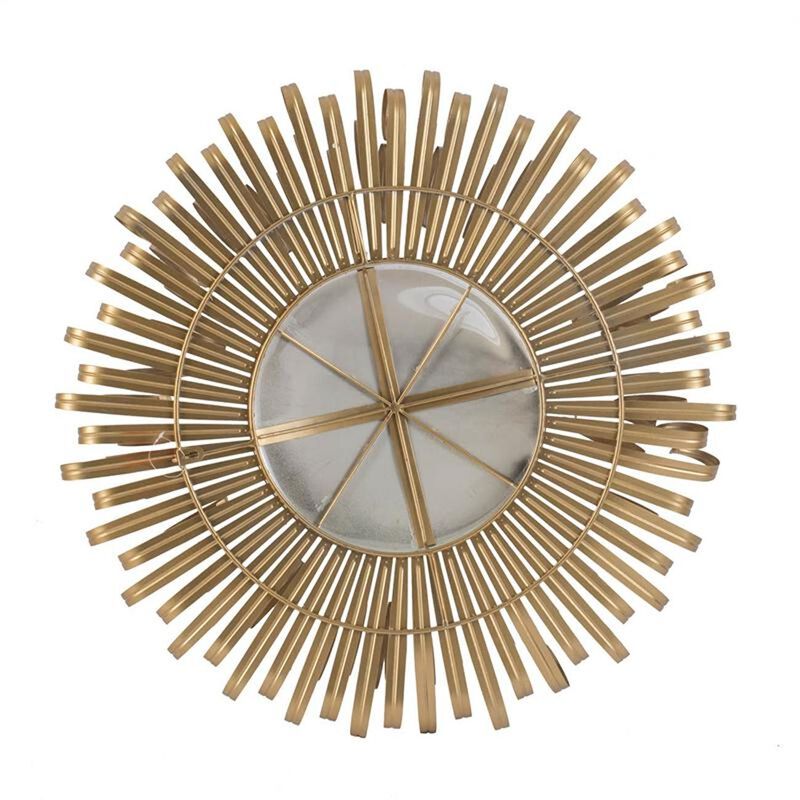 HomeRoots 27" Gold Sunburst Iron Framed Accent Mirror image number 2