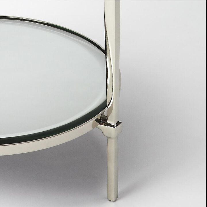 Butler Specialty Jolene Metal & Mirrored Side Table, Silver
