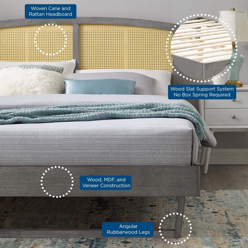Modway - Sierra Cane and Wood Queen Platform Bed with Angular Legs image number 8