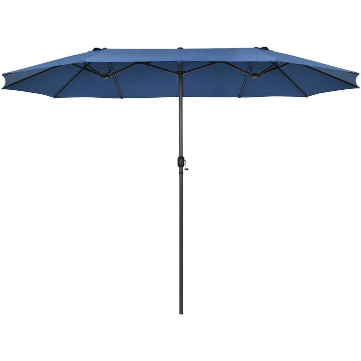 Mondawe 15 Feet Patio Double-Sided Umbrella with Hand-Crank System