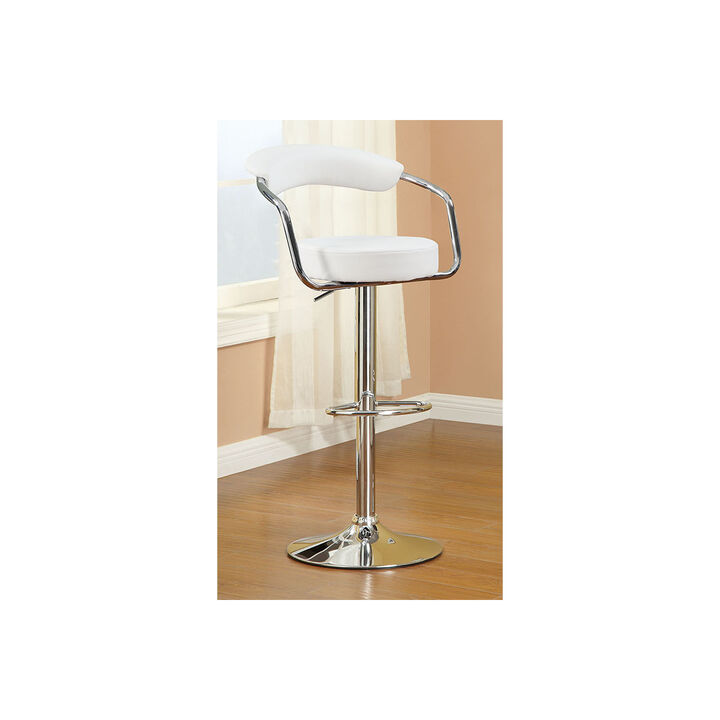 Contemporary Style White Color Barstool Counter Height Chairs Set of 2 Adjustable Swivel Kitchen Island Stools