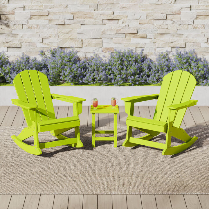 WestinTrends 3-Piece set Outdoor / Patio Poly Adirondack rocking chairs with a side table ( 2 seater )