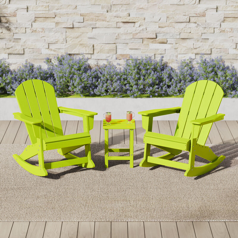 WestinTrends 3-Piece set Outdoor / Patio Poly Adirondack rocking chairs with a side table ( 2 seater )