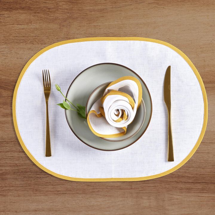 Solino Home 100% Pure Linen Oval Placemats 14 x 19 Inch Set of 4 - Chloe