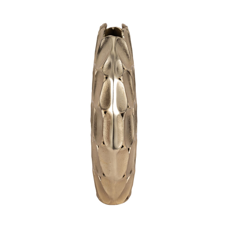 Metal 17" Oval Vase, Champagne image number 3