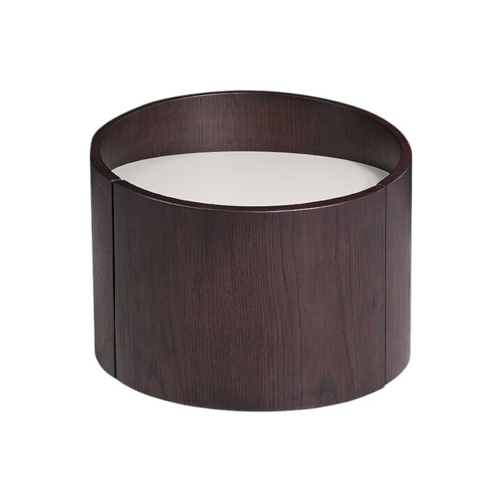 Round Solid Wood End Table &ndash; Minimalist Design for Modern or Rustic Interiors