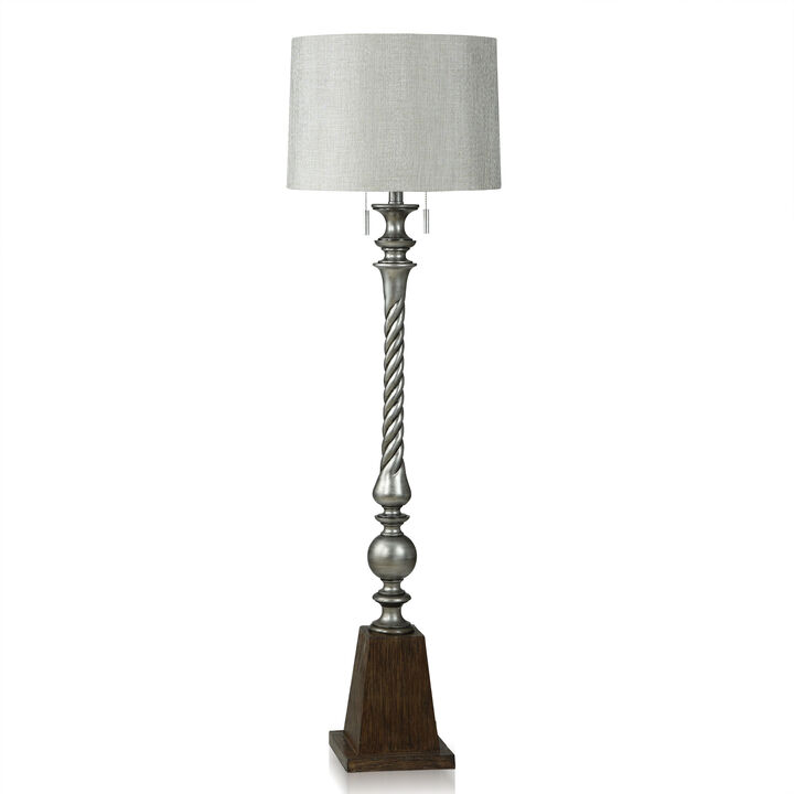 Silver And Brown Pedestal Lamp