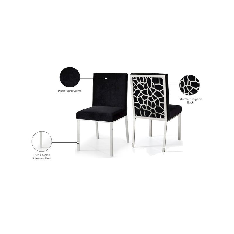 Meridian Furniture Opal Black Velvet Dining Chair, Set of 2