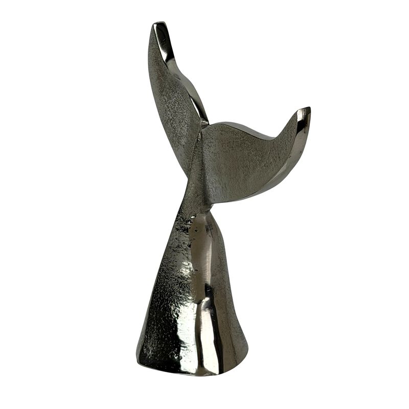Decorative Whale Tail Bookends Set Of 2 Silver Cast Aluminum 7 In image number 3