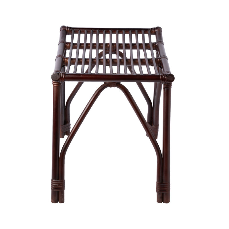 Gabriel Modern Bohemian Handcrafted Rattan/Teak Wood Curved Seat Accent Stool image number 9
