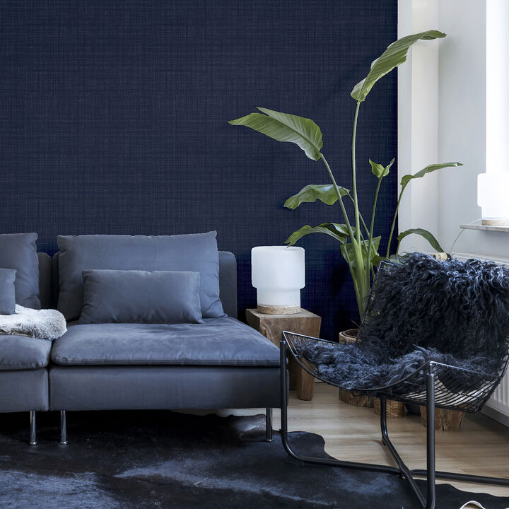 Rafe Navy Woven Texture Wallpaper
