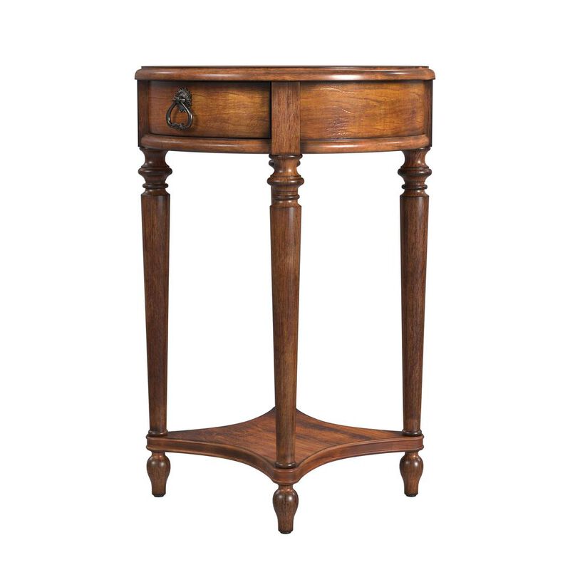 Butler Specialty Jules 1-Drawer Round End Table, Medium Brown