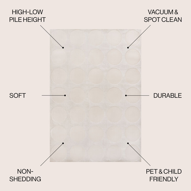 Adrian Modern Geometric Circle Dot High-Low Area Rug