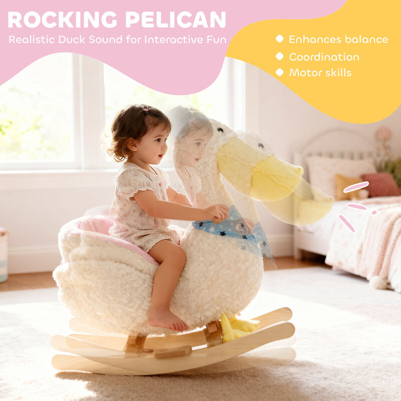 BreeBe Baby Rocking Horse Toy with Pelican Design and Duck Sound image number 3