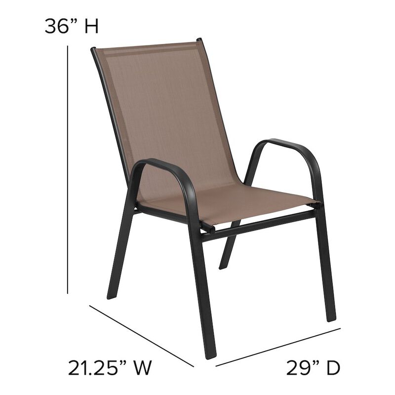 Flash Furniture 5 Piece Set - 55" Tempered Glass Patio Table, 4 Gray Stack Chairs image number 4