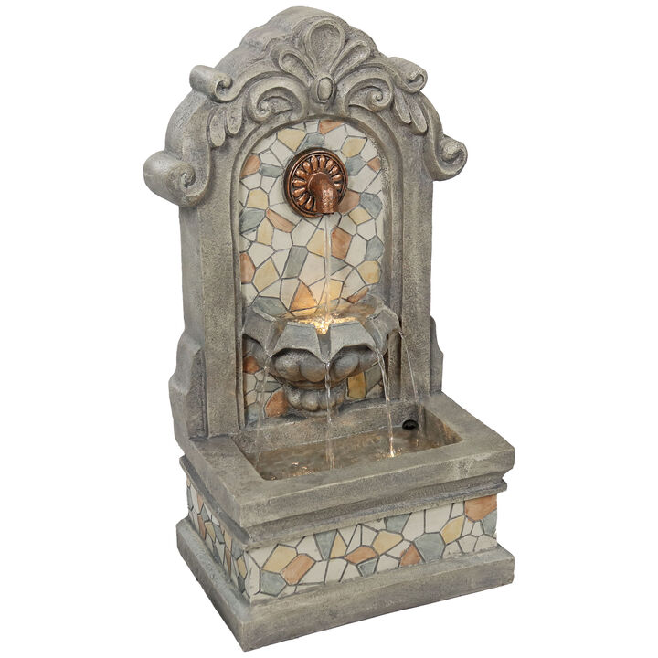 Sunnydaze Enchanting Estate Polyresin Flat Back Outdoor Wall Fountain