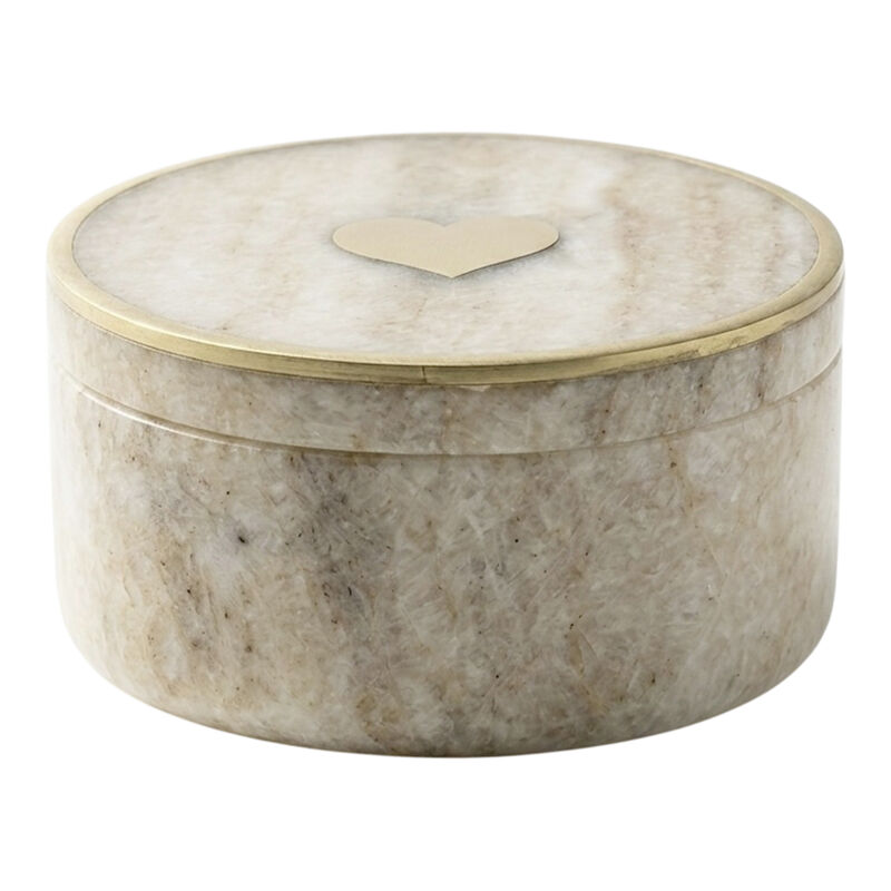 4" Round Box W/Heart Brass image number 1