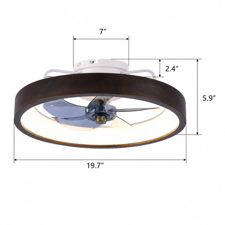 ELEMENT ACE 20 Inch Flush Mount Ceiling Fan with Dimmable LED Light Kit, 6 Adjustable Speeds Quiet DC Motor, Reversible Rotation for Bedroom, Living Room, Kitchen