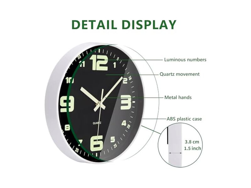 Glow In The Dark Digital Night Light Neon Wall Clock 12 Inch Silent Non Ticking image number 2