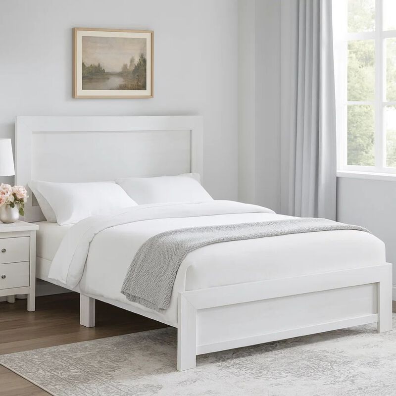 Eby King Size Bed, Rustic Farmhouse Style, White Finish Wood Veneer image number 7