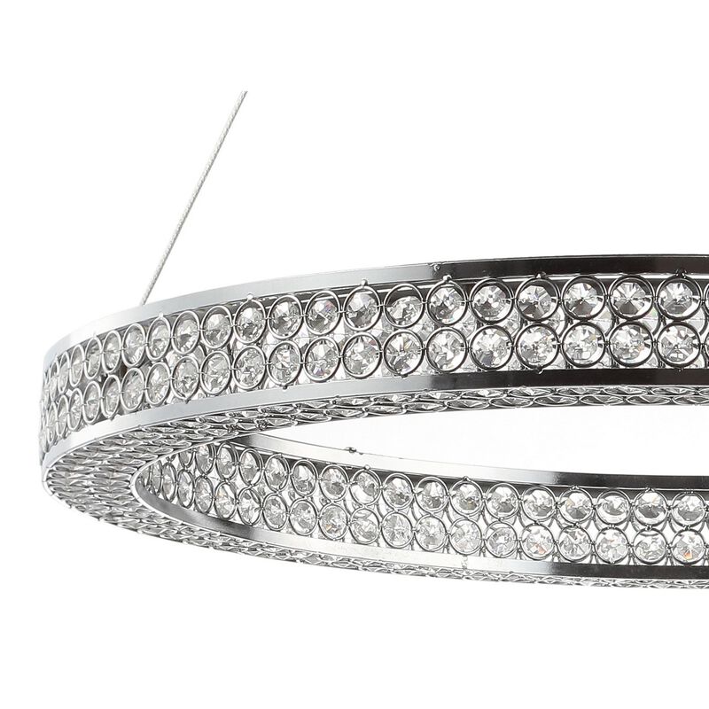 Benton 24.7" Round Integrated LED Crystal/Metal Pendant