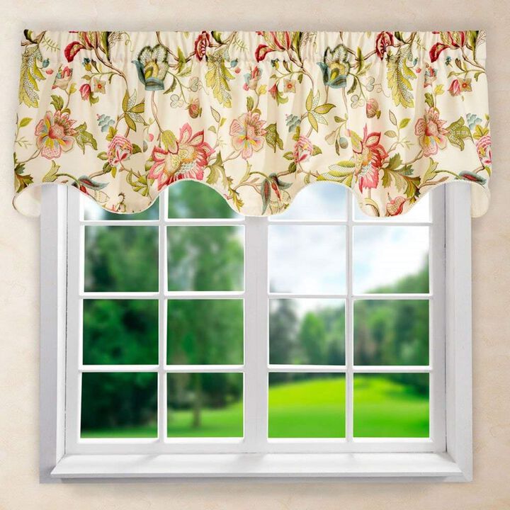 Ellis Curtain Brissac High Quality Room Darkening Natural Color Lined Scallop Window Valance - 70 x17" Red