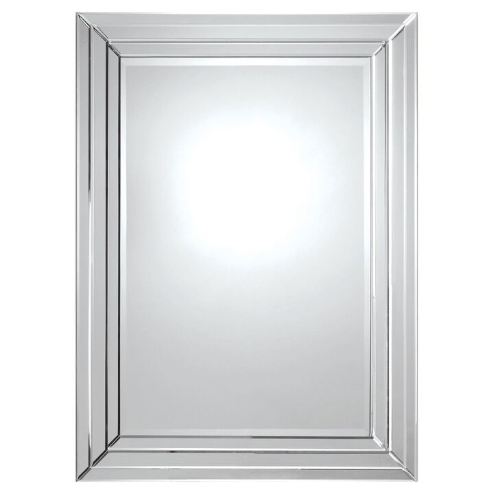 48" Clear Polished Framed Beveled Rectangular Wall Mirror